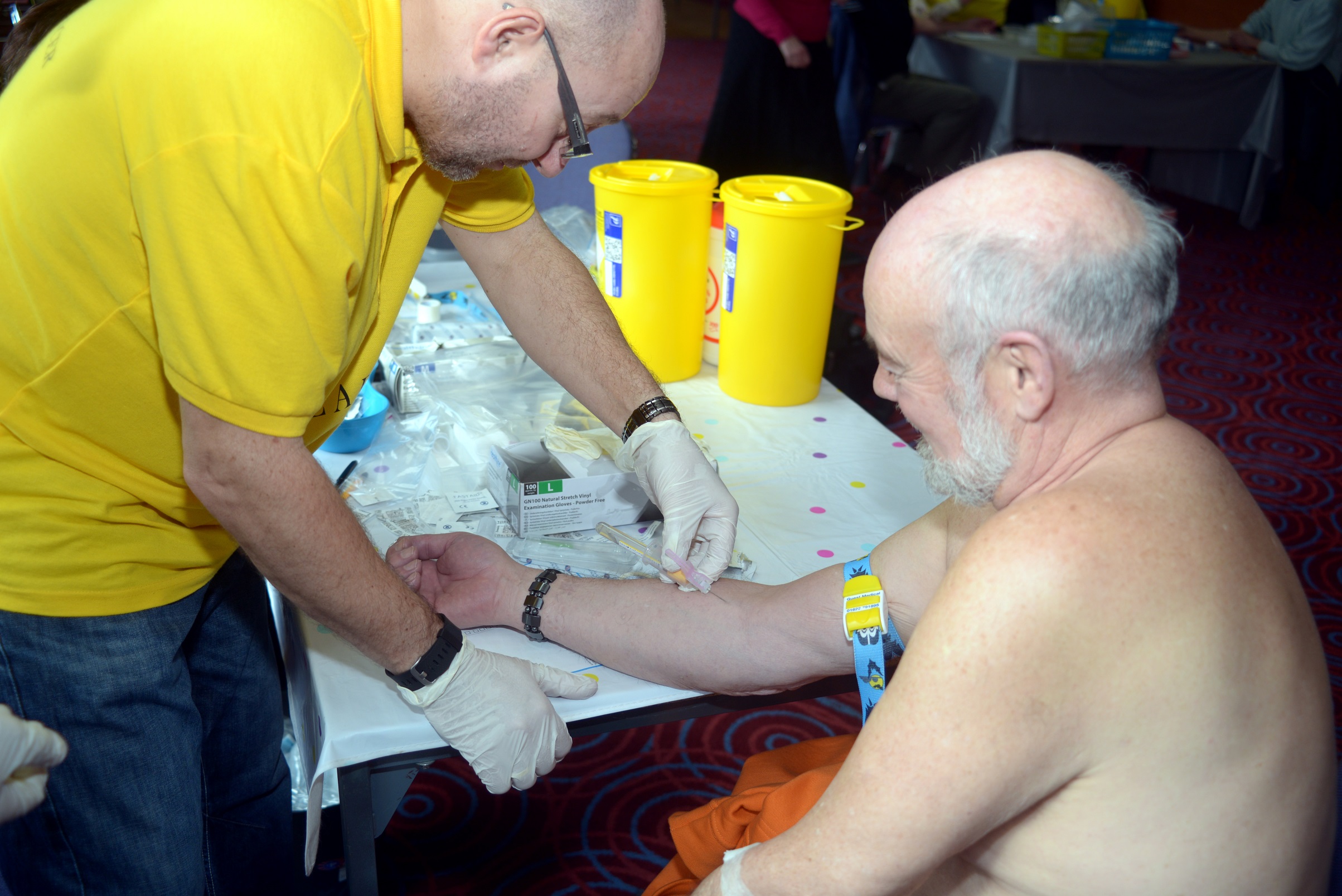An elderly man at a prostate cancer testing event